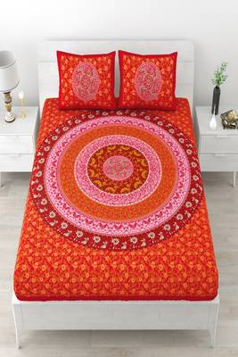 Runjhun 100% Cotton Premium Printed 240 TC Double Bedsheet (90x108 Inch) 1