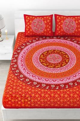 Runjhun 100% Cotton Premium Printed 240 TC Double Bedsheet (90x108 Inch) 2