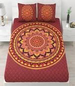 Runjhun 100% Cotton Premium Printed 240 TC Double Bedsheet (90x108 Inch)