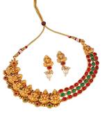 Alyesha Jewellery Set for Women Gold Plated Traditional Temple Jewelry Set Antique Necklace Set with Earrings for Women
