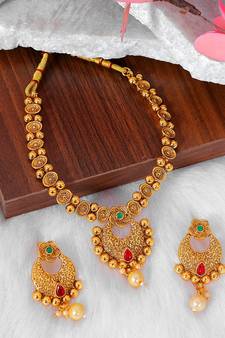 Alyesha Latest Stylish Choker Traditional Temple Necklace Jewellery Set for Women 
