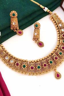 Alyesha Latest Stylish Choker Traditional Necklace Jewellery Set for Women