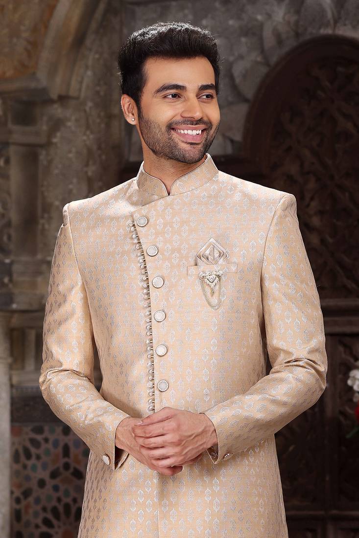 Orange woven jaquard indo-western-dresses