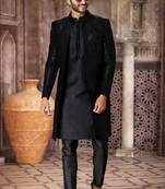 Black embroidered art silk indo-western-dresses