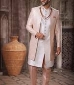 Pink embroidered art silk indo-western-dresses