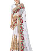 White embroidered georgette saree with blouse