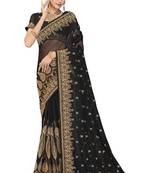 Black embroidered georgette saree with blouse