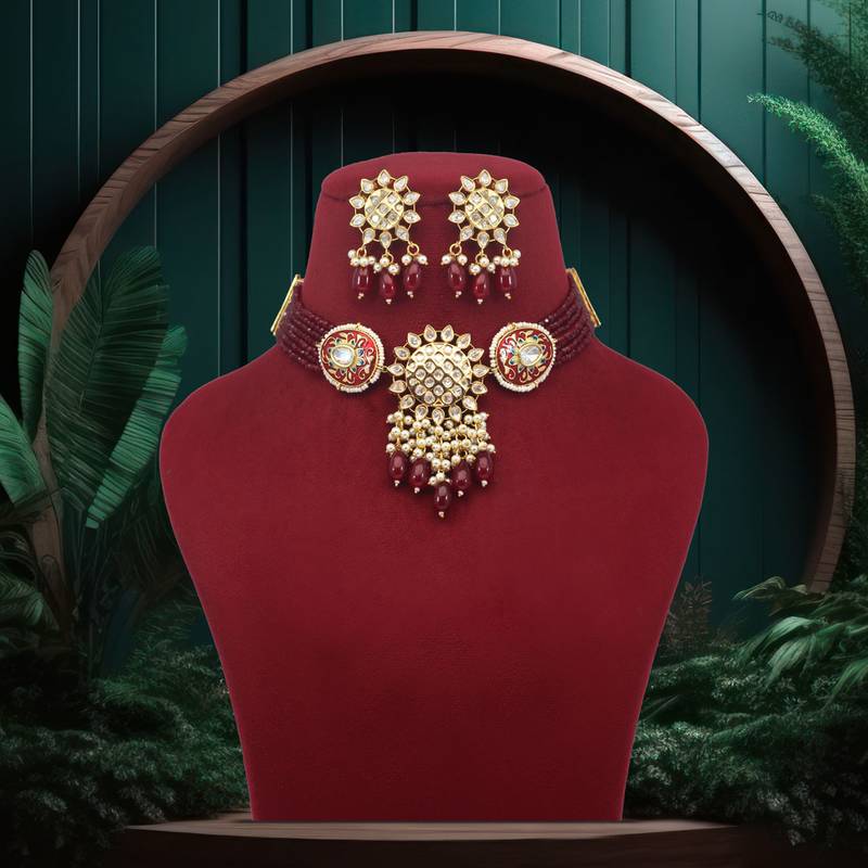 Maroon necklace-sets