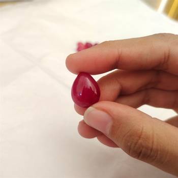 Natural Ruby at Wholesale Rate 2.25 Ratti 2.04 Carat Cabochon Pear Shape माणिक Loose Gemstone Astrology Rashi Ratan 1 Pc 4