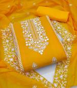 Mustard embroidered chanderi silk salwar