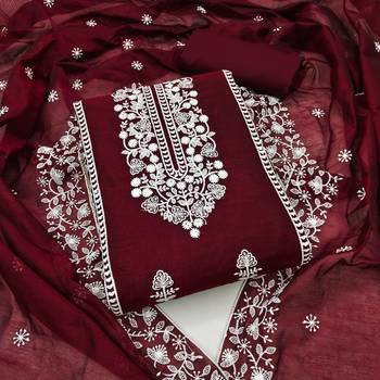 Maroon embroidered chanderi silk salwar 1