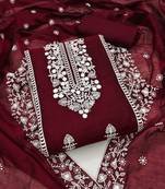Maroon embroidered chanderi silk salwar