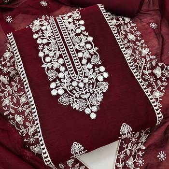 Maroon embroidered chanderi silk salwar 2