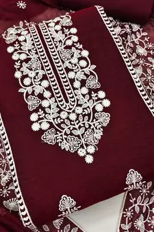 Maroon embroidered chanderi silk salwar