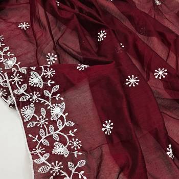 Maroon embroidered chanderi silk salwar 3