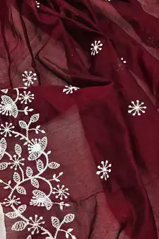 Maroon embroidered chanderi silk salwar