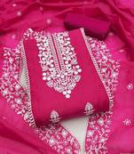 Dark-pink embroidered chanderi silk salwar