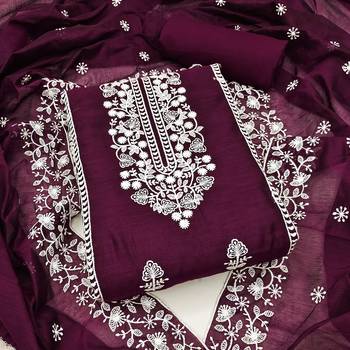 Wine embroidered chanderi silk salwar 1