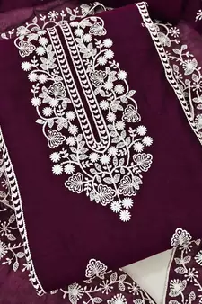 Wine embroidered chanderi silk salwar