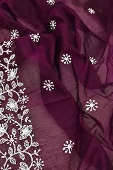 Wine embroidered chanderi silk salwar