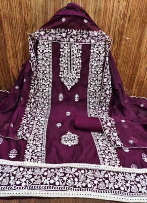 Wine embroidered chanderi silk salwar 4