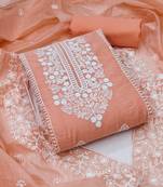 Orange embroidered chanderi silk salwar