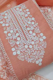 Orange embroidered chanderi silk salwar