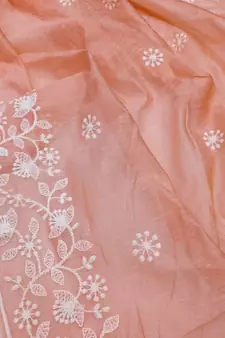 Orange embroidered chanderi silk salwar