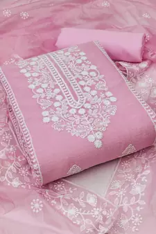 Light-pink embroidered chanderi silk salwar