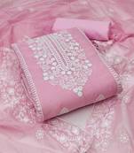 Light-pink embroidered chanderi silk salwar