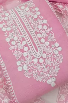Light-pink embroidered chanderi silk salwar