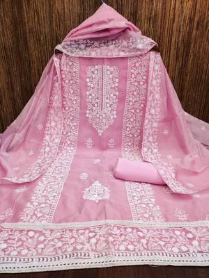 Light-pink embroidered chanderi silk salwar 4