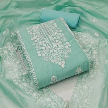 Teal embroidered chanderi silk salwar 1