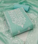 Teal embroidered chanderi silk salwar