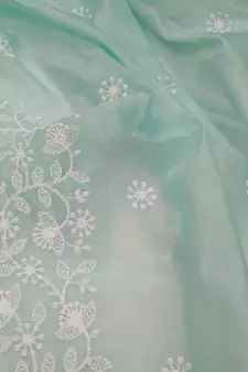 Teal embroidered chanderi silk salwar