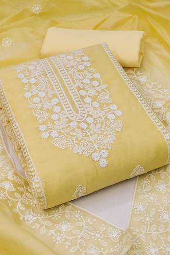 Yellow embroidered chanderi silk salwar