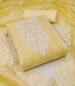 Yellow embroidered chanderi silk salwar