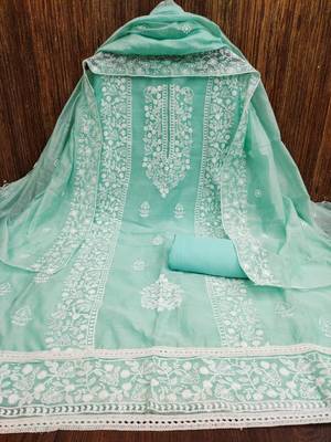 Teal embroidered chanderi silk salwar 4