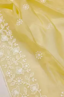 Yellow embroidered chanderi silk salwar