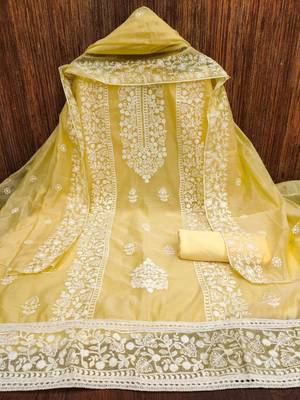 Yellow embroidered chanderi silk salwar 4