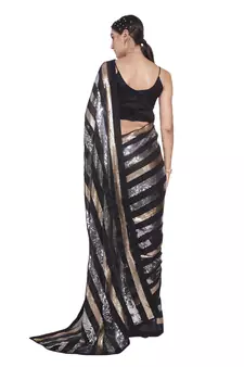 Kalista Fashion Black Georgette Sequin Work Saree
