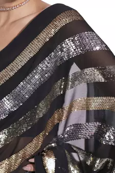 Kalista Fashion Black Georgette Sequin Work Saree