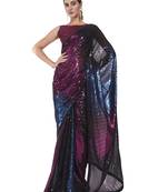 Sequin Work Georgette Black And Wine Saree With Unstiched Blouse Piece 