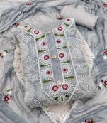 Grey embroidered chanderi silk salwar