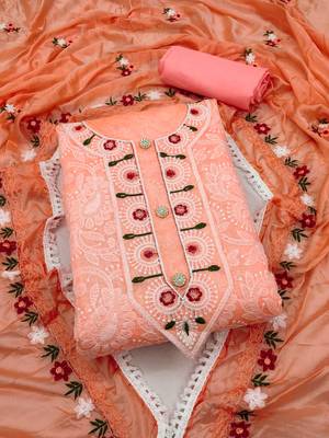Peach embroidered chanderi silk salwar 1
