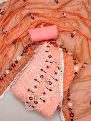 Peach embroidered chanderi silk salwar 2