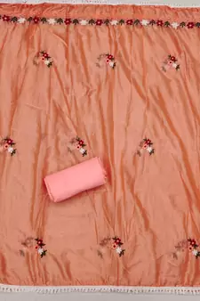 Peach embroidered chanderi silk salwar