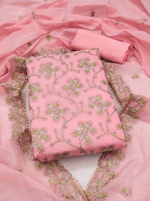 Pink embroidered chanderi silk salwar 1