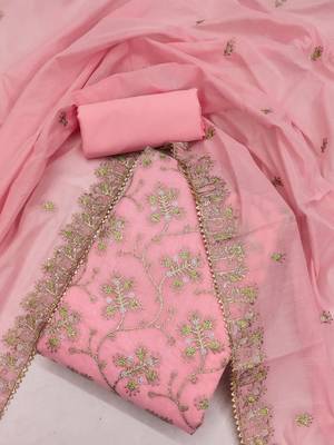 Pink embroidered chanderi silk salwar 2