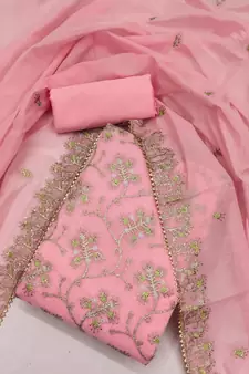 Pink embroidered chanderi silk salwar